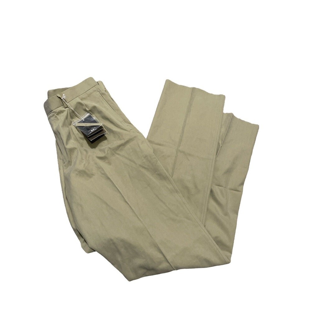 Cutter & Buck Mens Pants Pleated Cotton Blend Beige TWill Measures 34 X 38 NWT